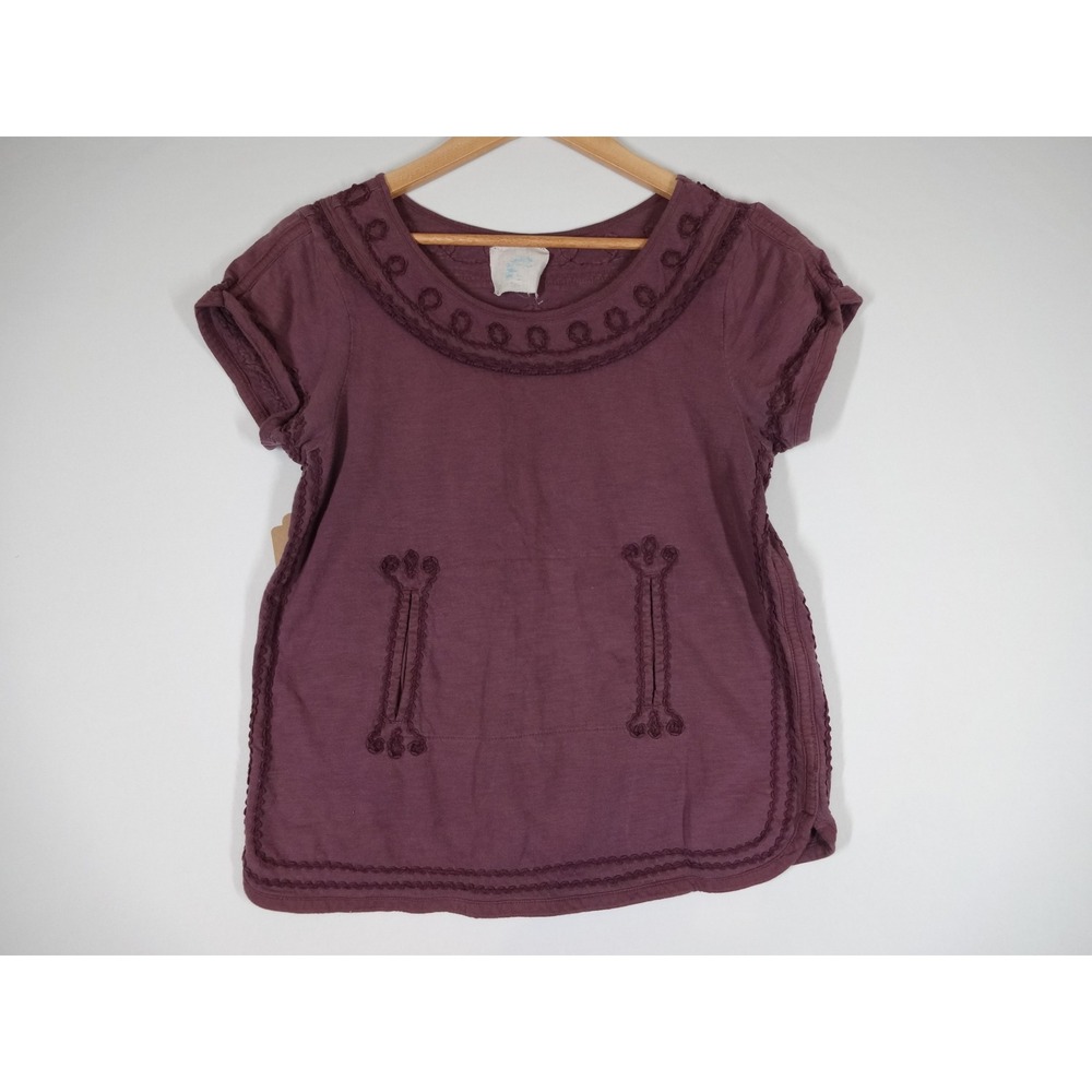 Cotton Tunic Top Womens Medium Mauve Cotton Embroidered Boho Cottagecore‎ Pocket